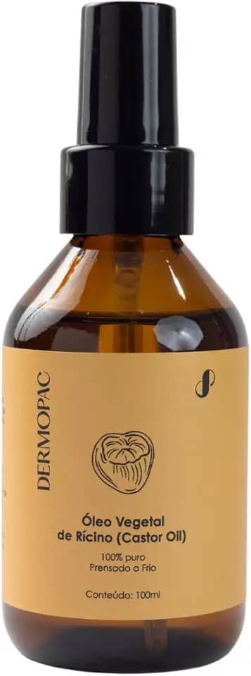 Óleo de Rícino 100% Puro Natural, Capilar Facial Corporal, Prensado a Frio, Dermopac 100ml