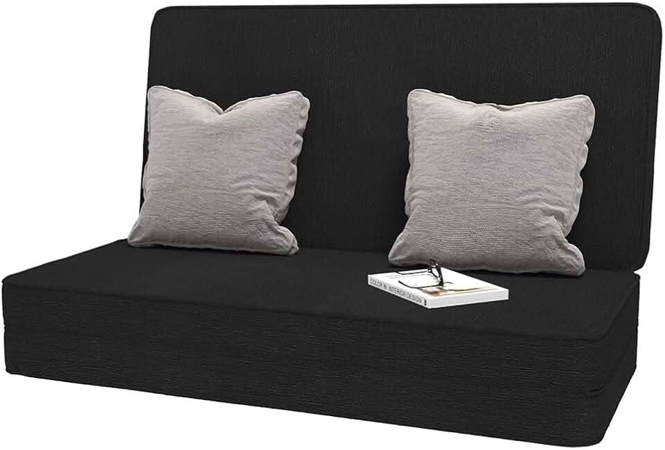 Sofá Cama Dobrável Casal 3 em 1 Tecido TNT Preto 176x116cm – Leve, Compacto(Casal)