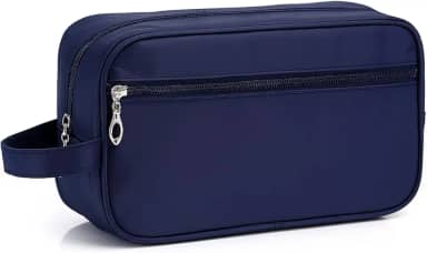 Necessaire Masculina para Viagem Nylon com Alça Lateral Dois Compartimentos Bolsa de Toilette Executiva Organizador Perfumes Shampoo (AZUL)