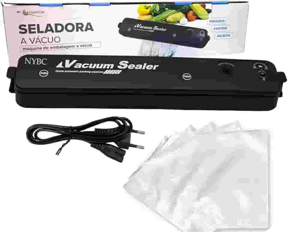 Seladora a Vácuo Doméstica – Bivolt Vedação Hermética | Para Conservar Alimentos | Com 10 Sacos - NYBC