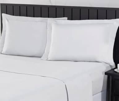 Jogo de Cama 400 Fios Percal Com Lençol de Cima e Aba Americana, Antiácaro, Anti-pilling com Toque Macio Elástico Hotel - (Branco,Queen)