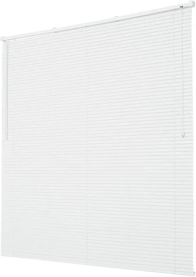 Cortina Persiana Horizontal 25mm PVC com Alumínio 140x160cm -Ideal para Escritório Quarto Sala Cozinha Residencial (Branca)