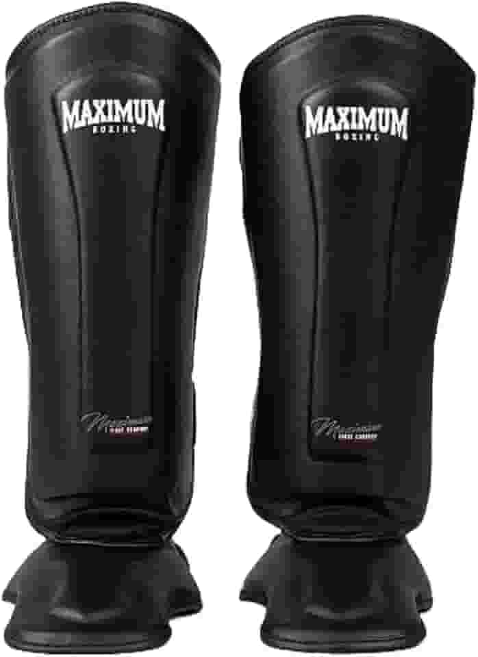 Maximum Caneleira Classic Powerface para Muay Thai e Kickboxing, Tamanho G, Preto