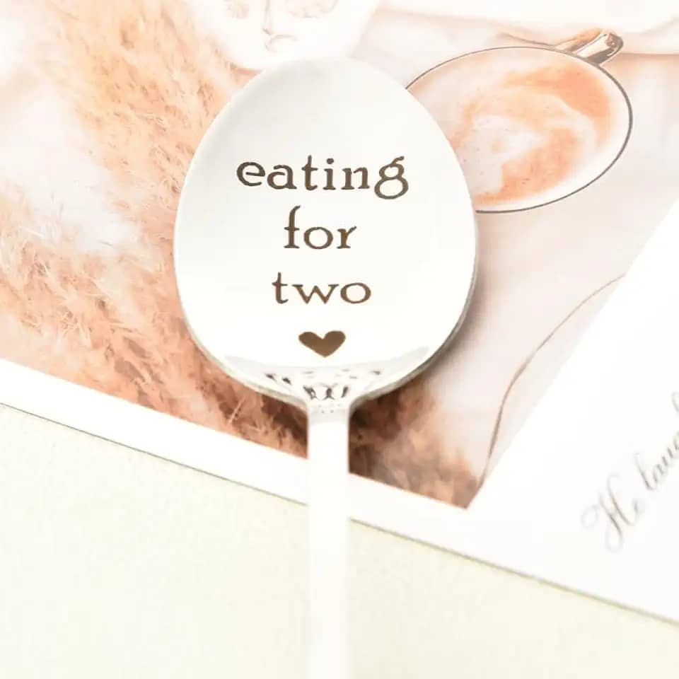 Presentes de gravidez para filha irmã para esposa amigas namorada presente de anúncio de bebê para nova mãe, mamãe mamãe presentes para grávidas comer para duas colheres, café, chá, sorvete, amantes