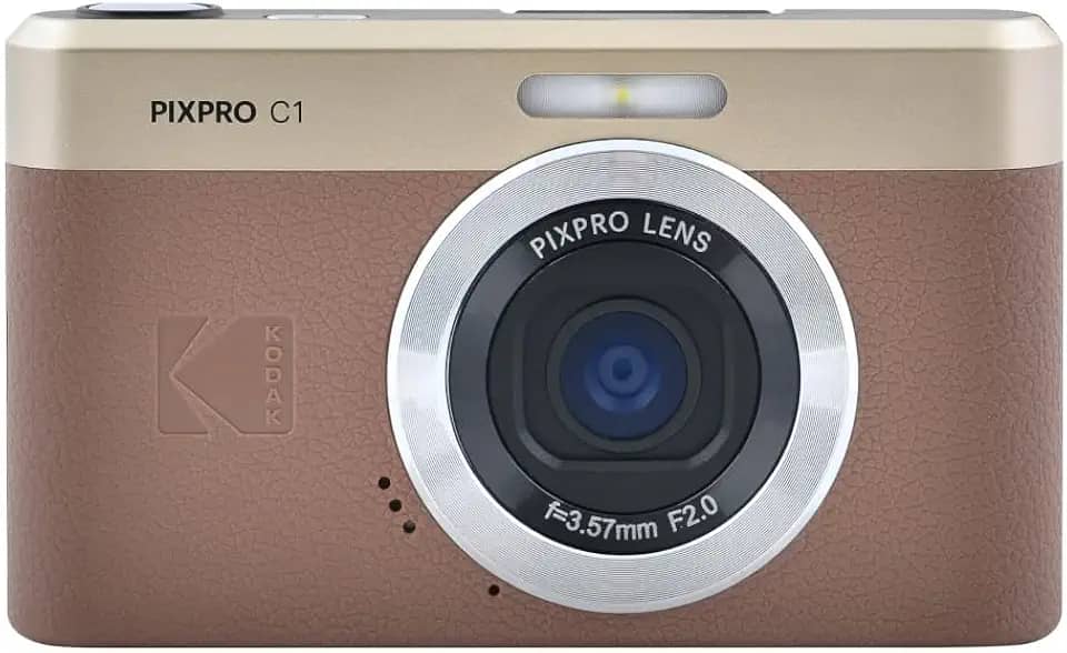 KODAK Câmera digital com zoom PIXPRO C1 – 13 MP compacta aponte e fotografe com tela flip LCD de inclinação de 2,8 polegadas 180°, design retrô vintage com zoom 4X e vídeo Full HD de 1080p para