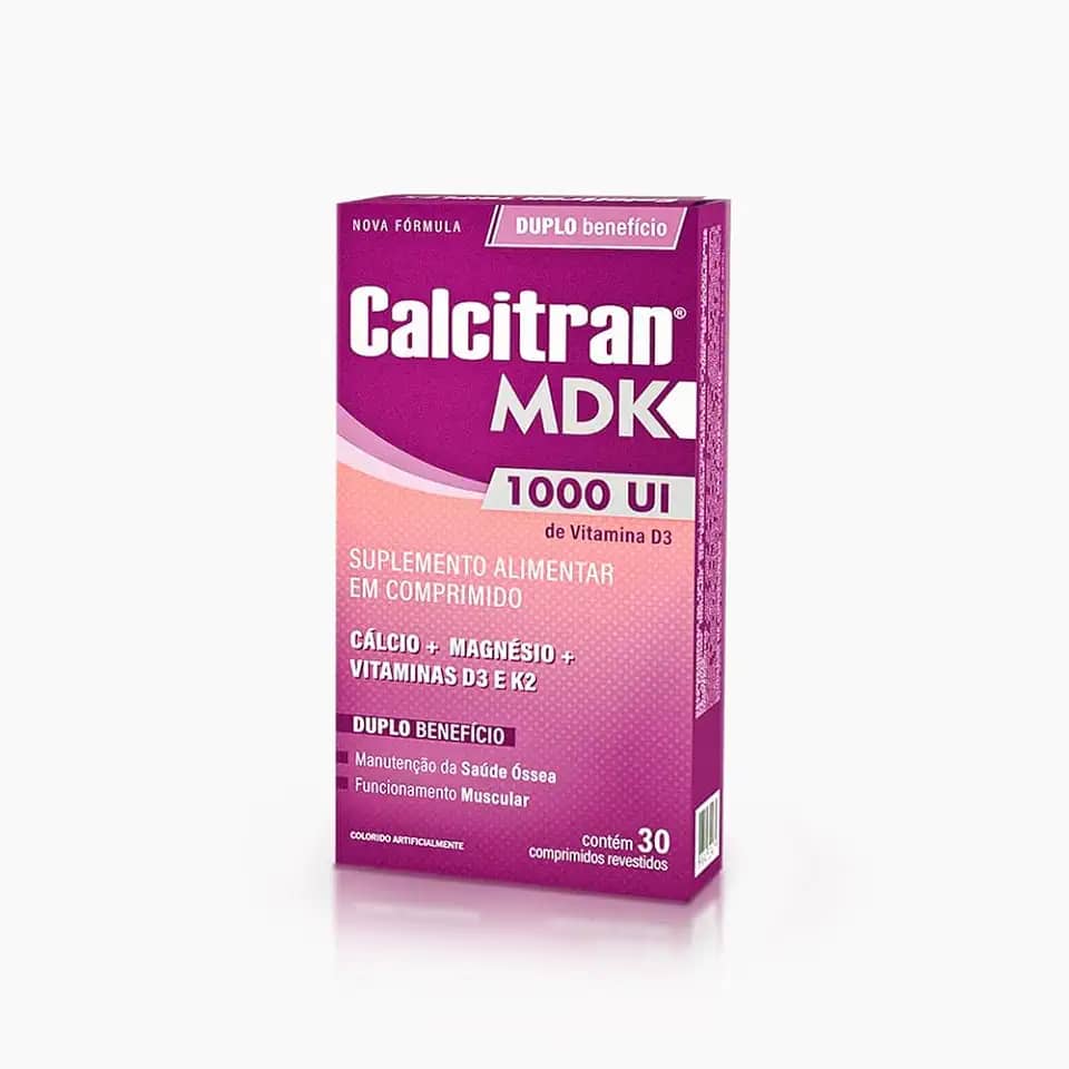 Calcitran MDK 30 Comprimidos - Cálcio com Magnésio, Vitamina D e K