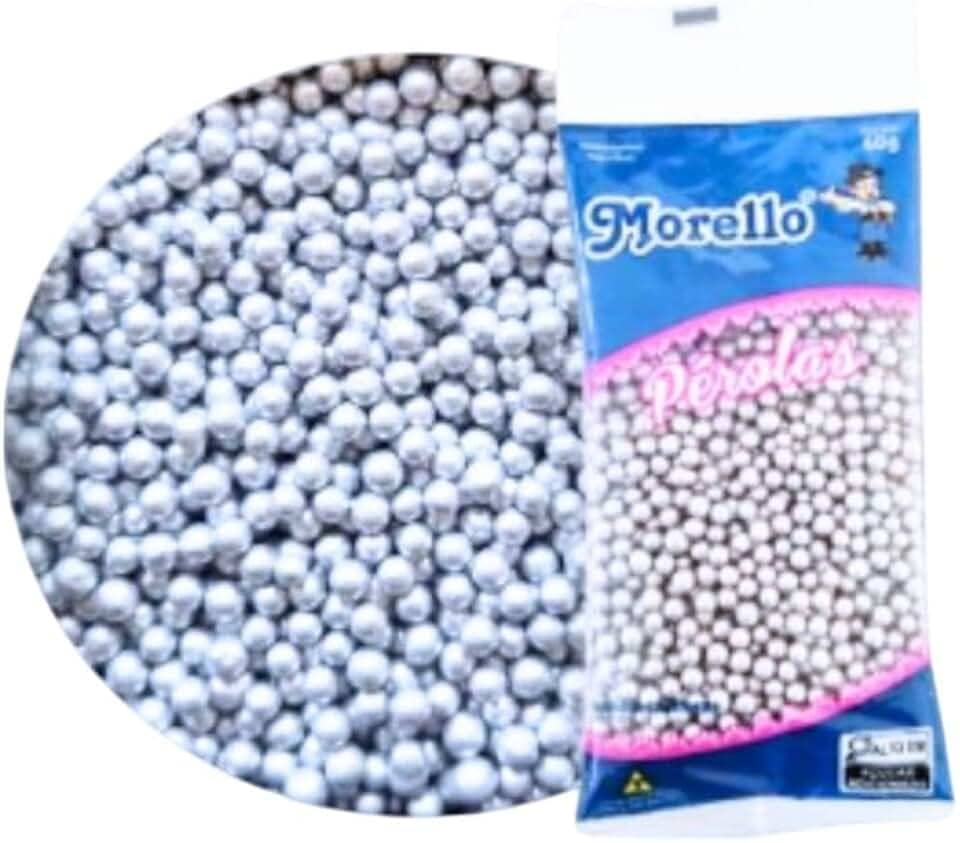 Pérolas de Açúcar para Confeitaria e Panificação 60g (Prata)