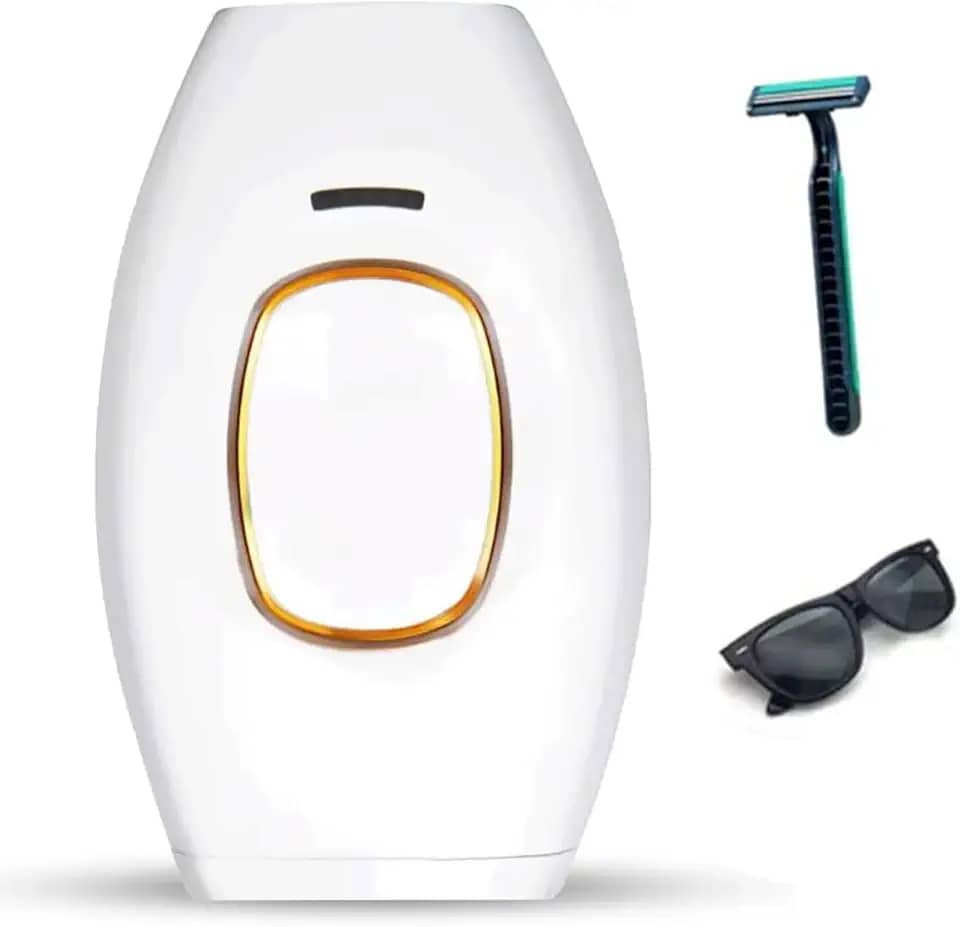 Removedor Pêlos Laser Com Luz Pulsada Permanente Indolor,Dispositivo De Depilação Caseiro, Adequado Para Todo O Corpo, Adequado Para Homens E Mulheres (Branco)