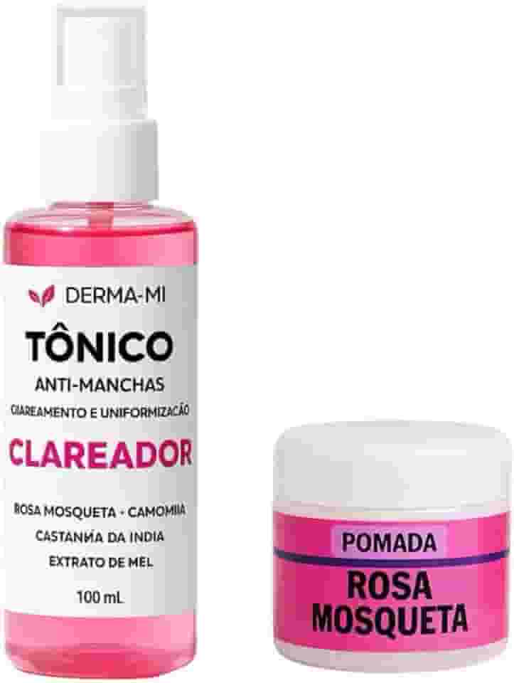 Kit Clareador Rosa Mosqueta Tônico + Pomada | Tratamento Anti-Manchas, Melasma e Uniformização da Pele