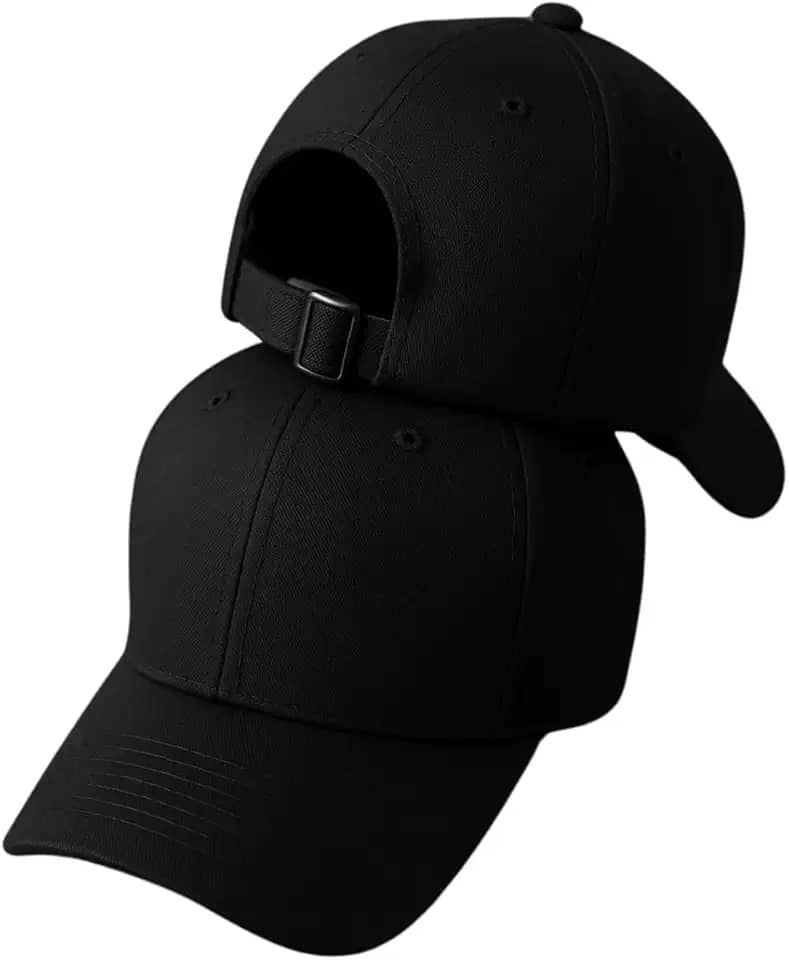 Boné Liso Preto Basico Ajustavel de Fitão Masculino Feminino Aba Curva Strapback