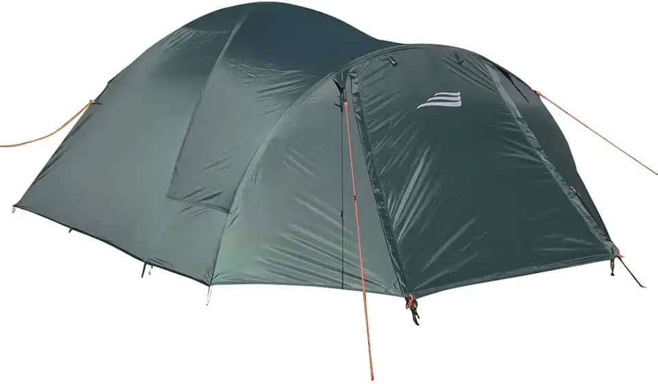 NAUTIKA, Barraca para acampamento portátil e leve Modelo Patagonia com capacidade para 4 pessoas. Coluna d’água de 3.000mm. Modelo Iglu autoportante com sobreteto completo. Verde e cinza