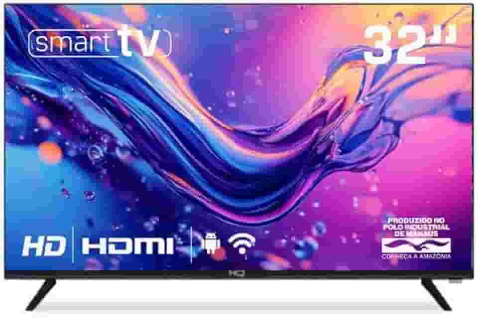 Smart TV HQ 32' HD Tela sem Bordas Sistema Android Design Slim HQS32NKHM