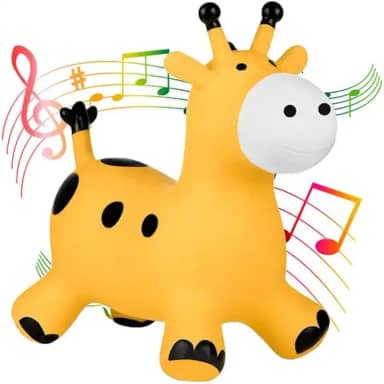 Cavalinho Girafa Upa Upa Baby de Borracha com Som Amarelo