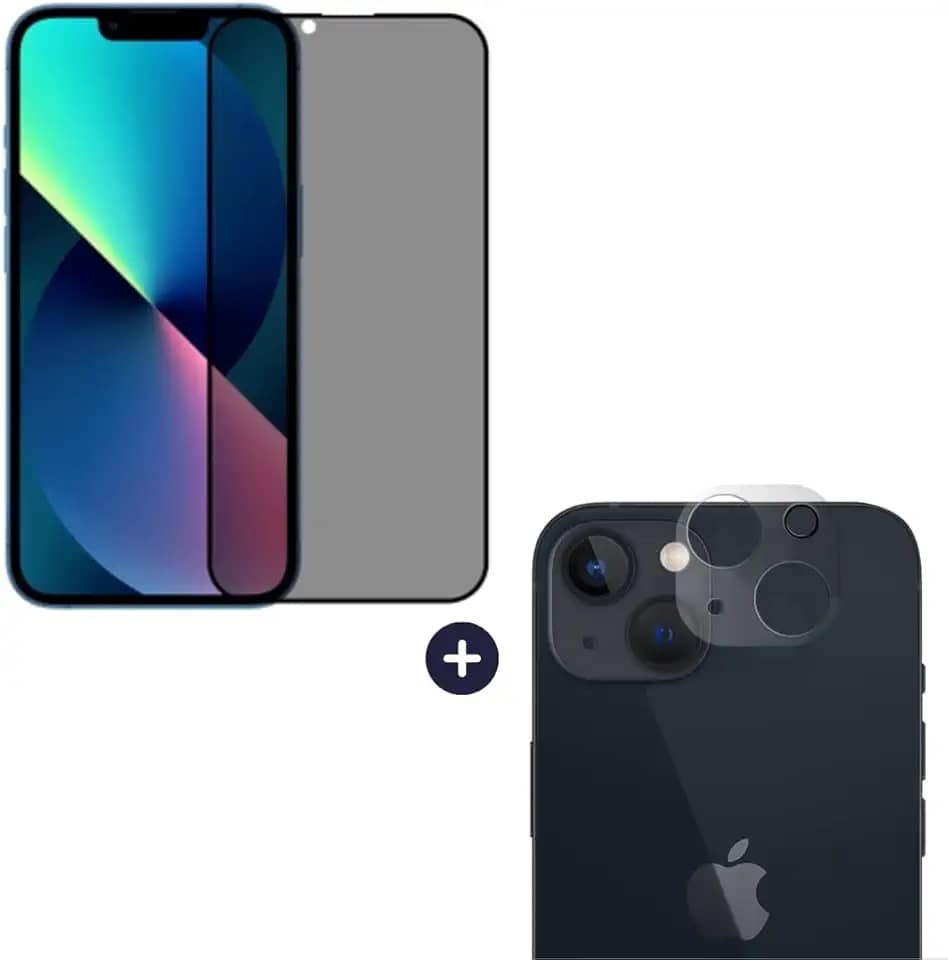 Película De Vidro Privacidade 3D Anti Spy Tela Toda Para iPhone + Película Lente de Câmera (iPhone 13)