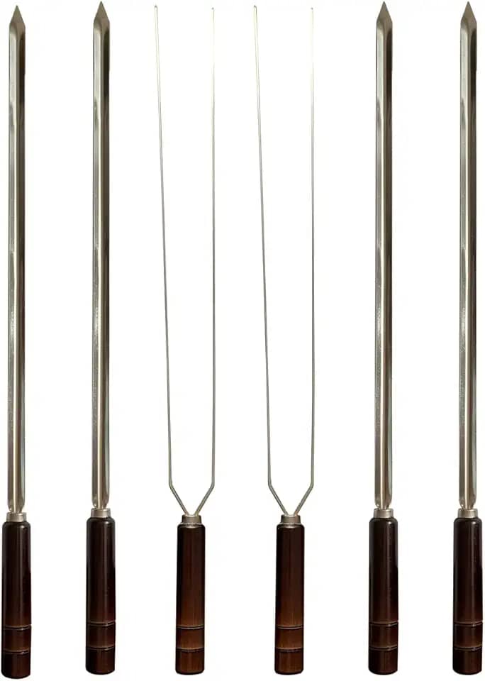 Kit 6 Espetos Artesanais Inox P/Churrasco