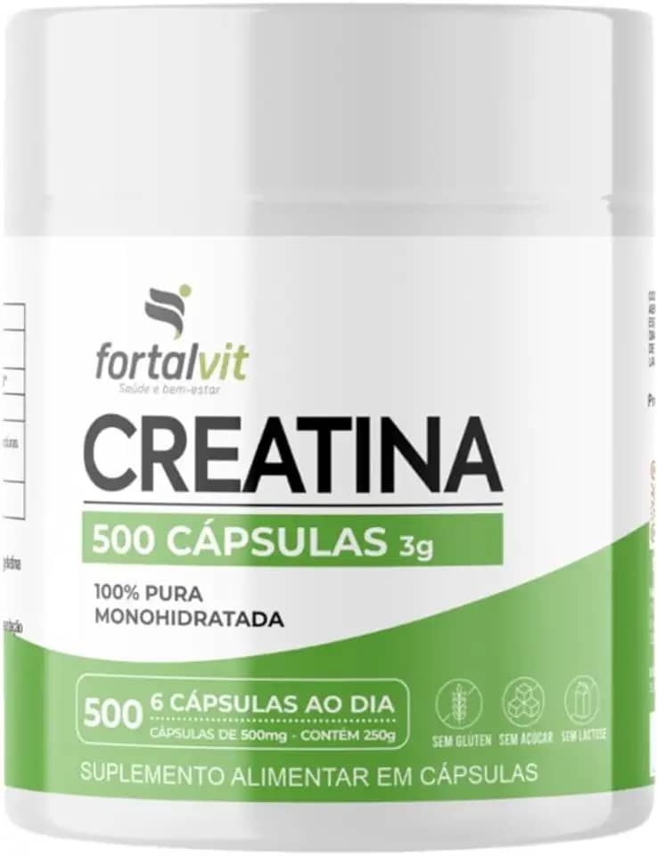 Creatina 500 Cápsulas,100% Pura - Creatine Monohydrate 250g, Fortalvit