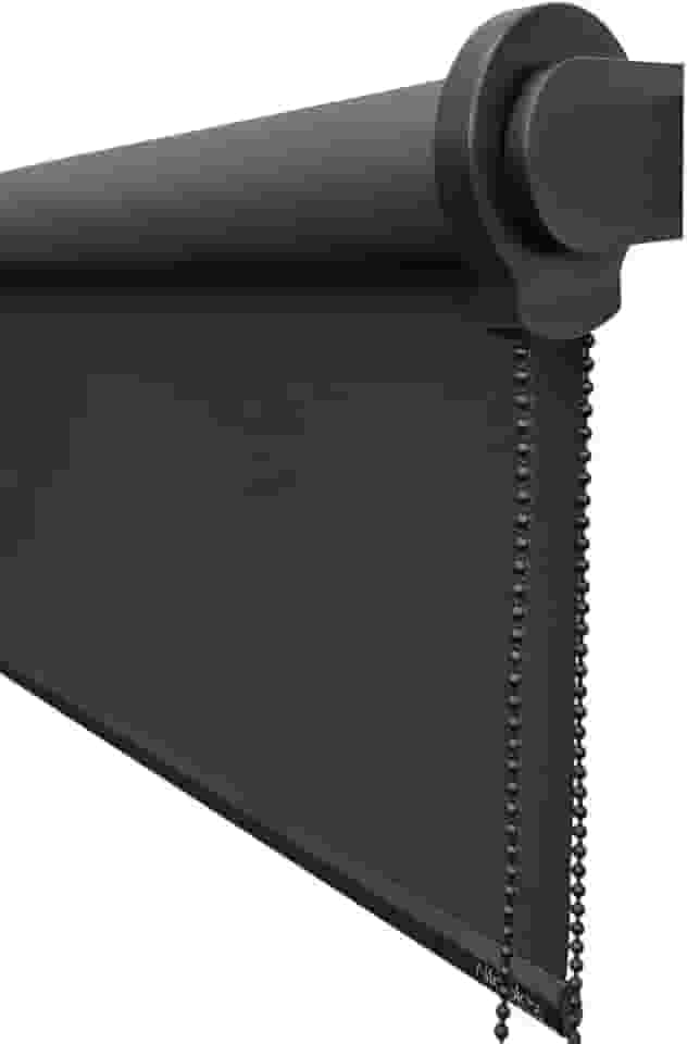 Cortina Persiana de Rolo Blackout (Comando lado DIREITO) (Líbia Preto - SEM BANDÔ, 1,70 (lar) x 1,30 (alt) - Acabamento Preto)