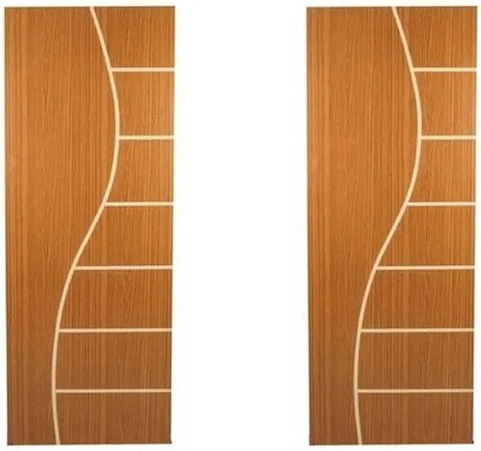 Kit com 2 Folhas de Porta Madeira Decorada 210x70cm Espessura 3,5cm Cantareira Mogno