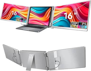 16'' Extensor de Tela para Notebook, 1080P FHD Tela Tripla para Notebook Monitor Portatil, Plug & Play tipo C/HDMI/USB-A, Chrome para laptop de 12 a 18,5 polegadas