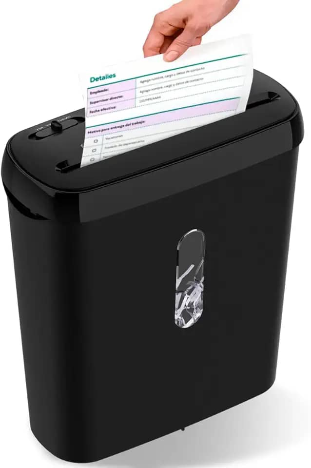 Fragmentadora de Papel Yamax 6 Folhas | Corte em Tiras 6 mm | Cesto 8 Litros | Automática | 110V ou 220V | Para Escritório e Home Office (110V)