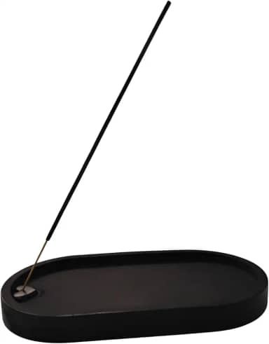 Suporte para Incenso em gesso impermeabilizado Base Oval Preta, Estilo Minimalista