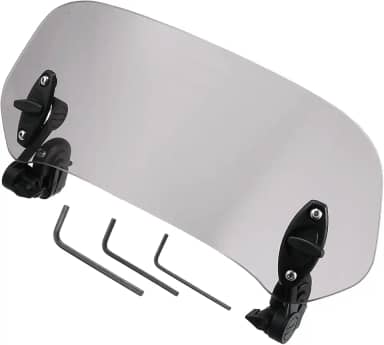 Para-brisa de motocicleta/para motoque/plástico, borracha/1 peça, cinza, preto