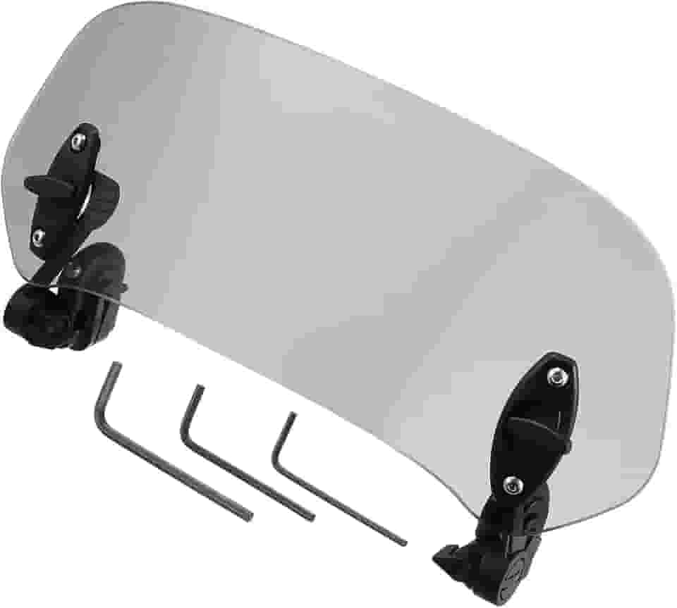 Para-brisa de motocicleta/para motoque/plástico, borracha/1 peça, cinza, preto