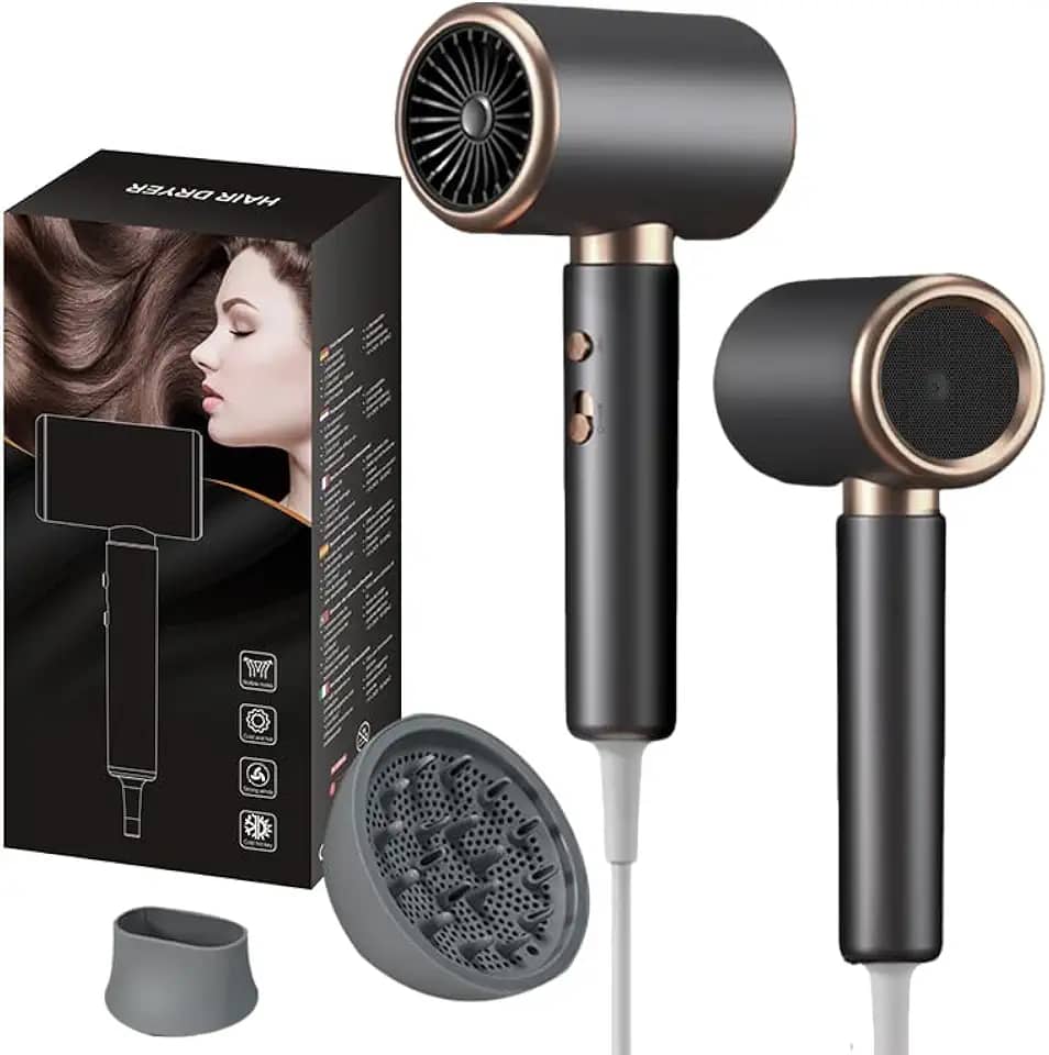Secador de Cabelo Profissional 220V 2000W Turbo Ionic Silenciosoc com Difusor Pequeno Portátil para Viagens (220V+Difusor)