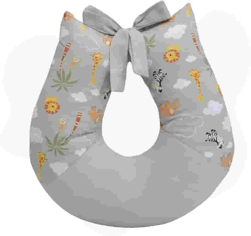 Almofada Amamentação Apoio Para Amamentar Mamãe E Bebê (Safari Cinza)