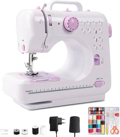 Maquina de Costura, Mini Maquina de Costura com 12 Padrões de Costura, Velocidade Ajustável Máquina de Costura Portátil, 110-220V Maquina Costura, Máquina de Costura Doméstica, Maquina de Bordar
