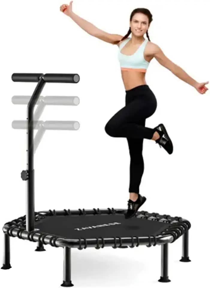 NOVEVE Trampolins Jump Dobrável Com Apoios De Braços Ajustáveis Diâmetro Do Trampolim 108 Cm Capacidade De Carga 250kg Preto