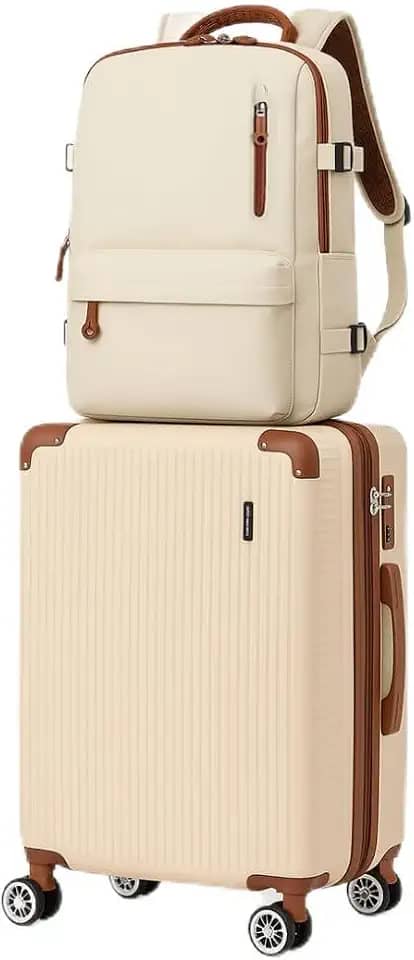 Mala de Bordo 10kg com Frasqueira + Mochila Bagagem de Mão Expansivel Aprovada ANAC com 4 Rodas duplas 360° Cadeado AntiFurto TSA Mala de Viagem Alça Lateral com Divisória, Leve Resistente