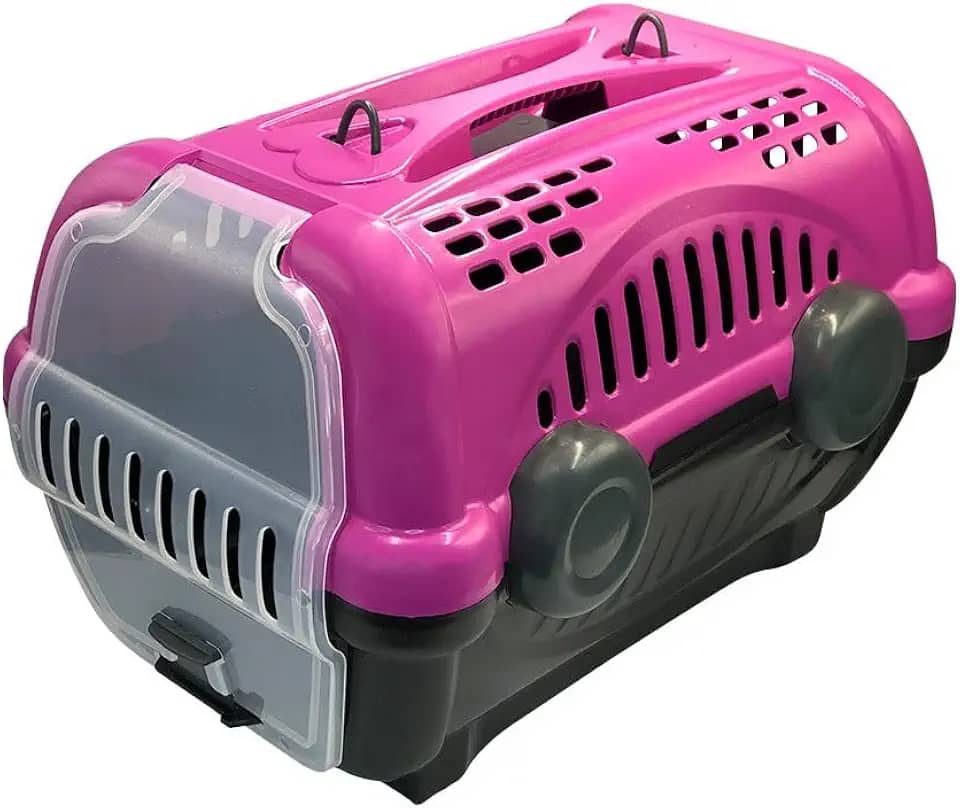 Furacão Pet Luxo Caixa de Transporte, Rosa/Cinza, 2