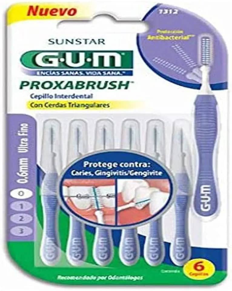 Gum Escova Interdental Extra Fina Triangular 0.6 mm c 6 Conjunto Lilás