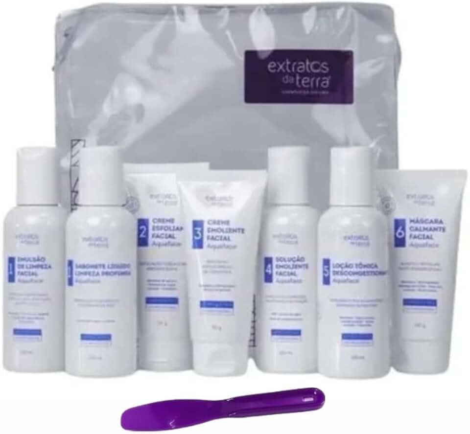 Mini Kit de Limpeza de Pele Aquaface – 7 Produtos Profissionais para Todos os Tipos de Pele | Sem Trietanolamina | Uso Profissional