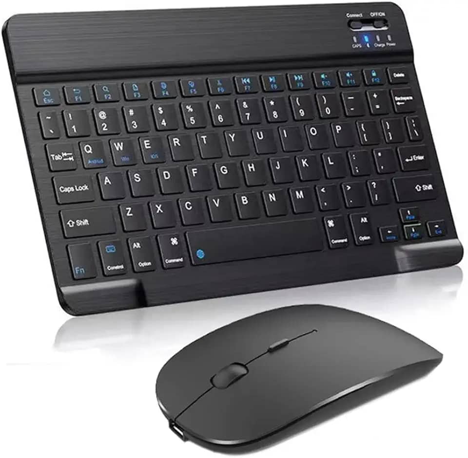 ABNT2 Mini teclado Bluetooth portátil universal, para Android IOS Tablet Windows, resposta mais rápida, sensível e experiência de digitação confortável e silenciosa. (Conjunto Preto)