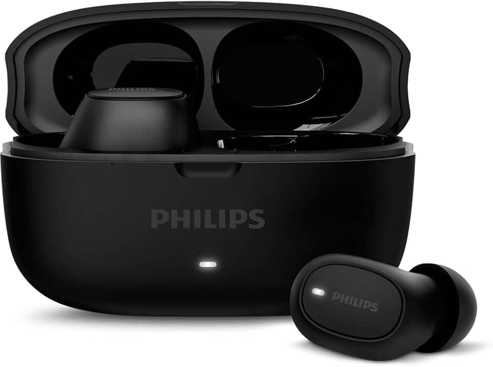 PHILIPS, Fone de Ouvido Sem Fio TWS, TAT2500BK/00, Bluetooth, Com Cancelamento de Ruído Ativo ANC, Com Microfone, Até 24 horas de bateria, iPX4, Preto