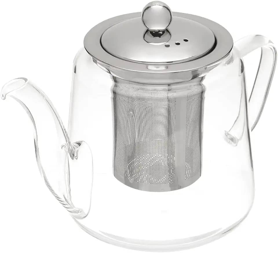 Mimo Style Bule Vidro Borossilicato com Infusor de Aço Inoxidável para Chá. Possui Bico e Alça, Vai Ao Fogo e na Máquina Lava-Louças