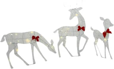 oshhni Decorações de Natal, Família de veados iluminados ao ar livre, Conjunto de 3 peças 2D Rena para decoração de festa de jardim, pátio e quintal