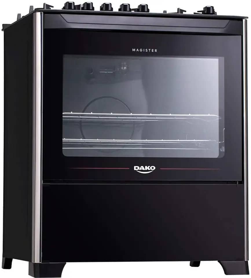 Fogão 5 bocas Dako Magister Preto com Mesa de Vidro e Tripla Chama - Bivolt