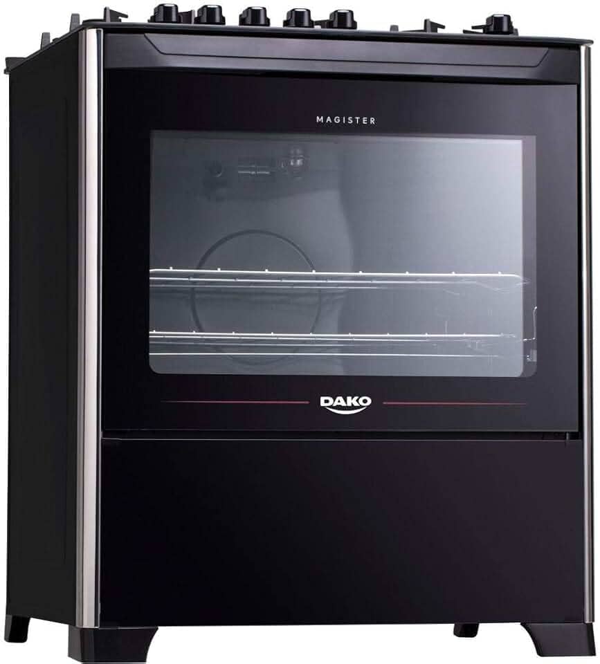 Fogão 5 bocas Dako Magister Preto com Mesa de Vidro e Tripla Chama - Bivolt