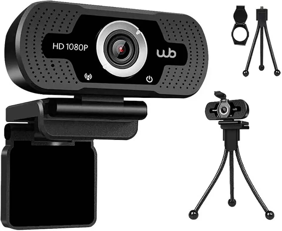 Webookers WB, Webcam USB Full HD 1080P WB com Microfone Ângulo 110° e Tripé