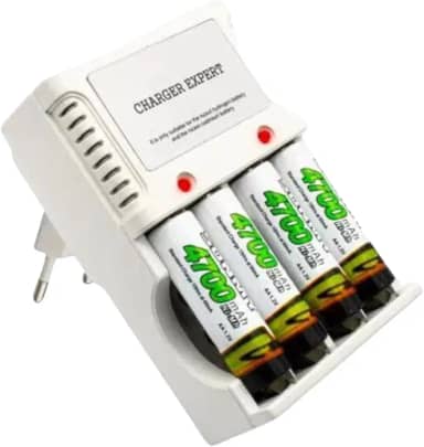 Carphone Warehouse Kit Carregador de Pilhas e Baterias 9v + 4 Pilhas AA 4700mAh Recarregáveis