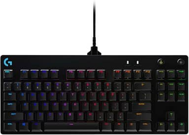 Teclado Mecânico Gamer Logitech G PRO com Layout US, RGB LIGHTSYNC, Design TKL, Cabo Destacável e Switch Exclusivo GX Blue Clicky