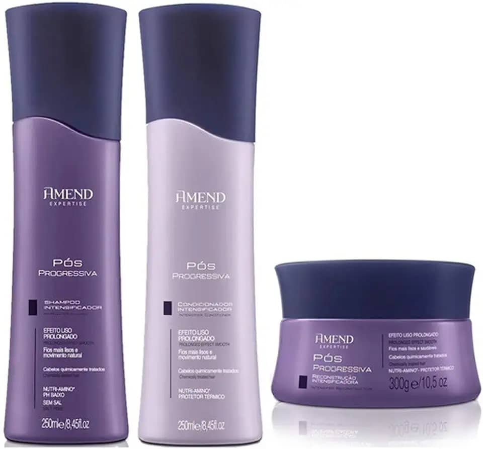 Kit Amend Shampoo + Condicionador + Máscara Capilar Amend Pós Progressiva Intensificador - para Cabelos Submetidos A Processos Químicos.