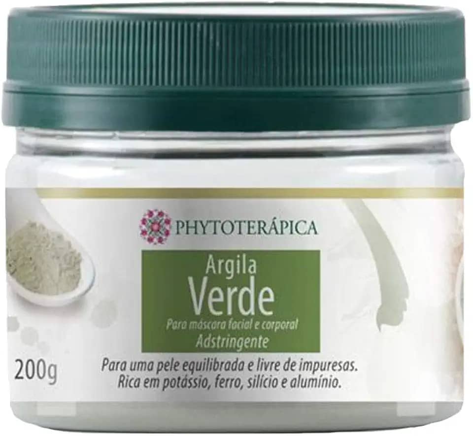 PHYTOTERAPICA- Argila Verde -Aromaterapia -Máscara facial e corporal - Para uma pele equilibrada e livre de impurezas, indicada para cuidados com a pele e cabelos, ajuda a controlar a oleosidade -200g