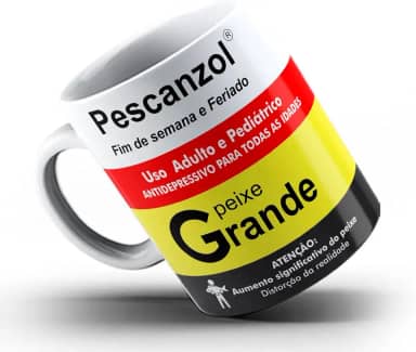 Caneca remédio Pescanzol pesca pescaria pescador (Branca)