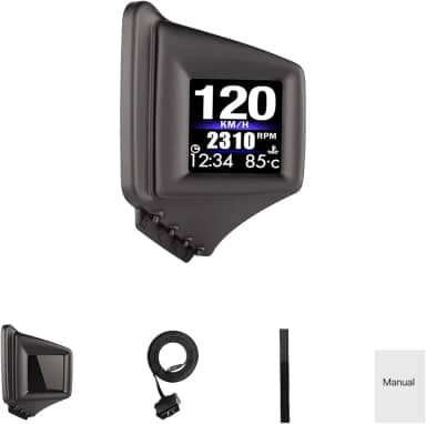 BY-J Monitor de alerta com sistema duplo OBD2 GPS, visor HUD para carro P8, mostrador OBD2, relógio de velocidade RPM, painel instalado e acabamento de pilar A, velocímetro de carro para todos os