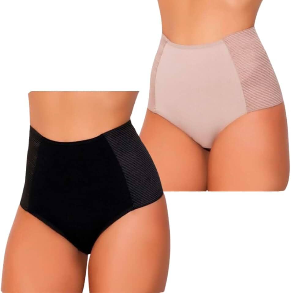 Kit 2 Calcinha Cinta Pós Parto Modeladora Alta Compressão Anti Culote Aperta Barriga Redutor de Medidas