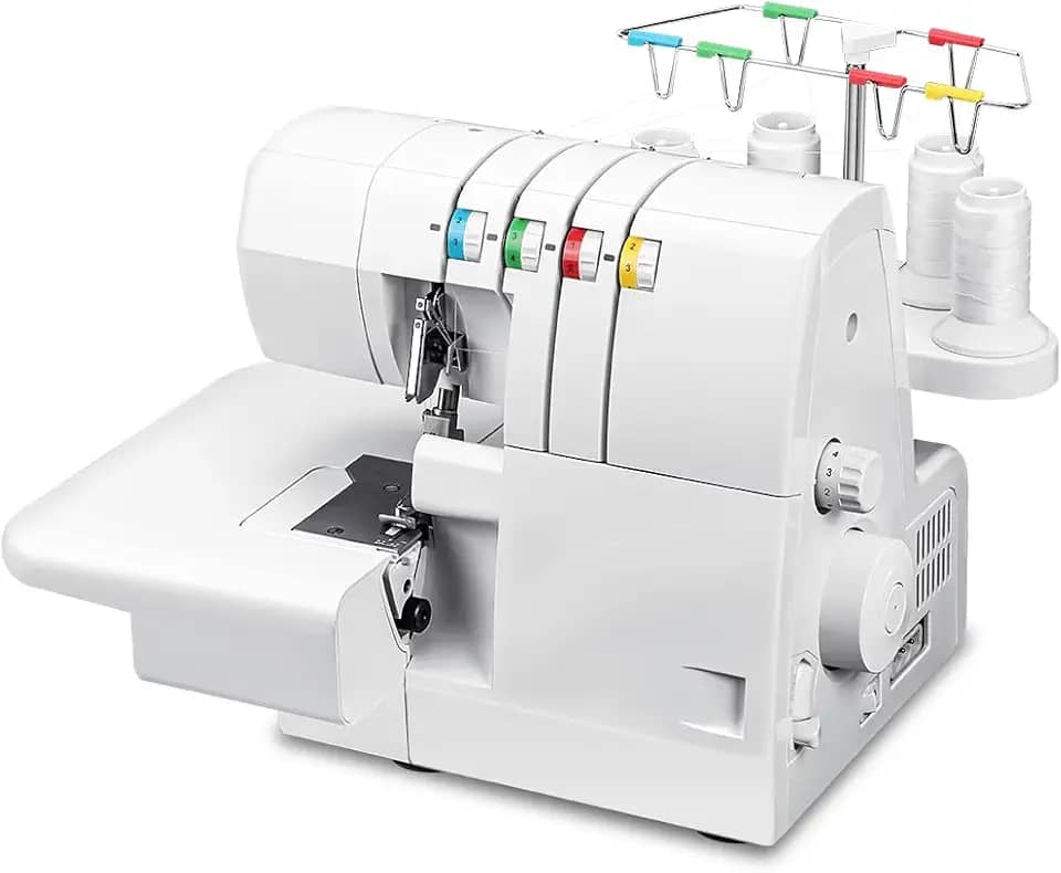 Maquina de Costura Overlock 220V, 1.000 PPM, Costura com 4/3/2 Agulhas, Largura do Ponto 3,5-5,7mm, Ideal para Malha, Bainha e Acabamentos Profissionais